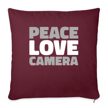 Fotograf Fotografie Kamera Peace Love Camera - Sofakissenbezug 45 x 45 cm - Burgunderrot - Vorne