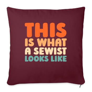 Machine à coudre Machine à coudre - Housse de coussin décorative 45 x 45 cm - bordeaux - Devant