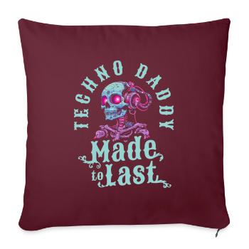 Techno Raver Squelette Fête des Pères Papa - Housse de coussin décorative 45 x 45 cm - bordeaux - Devant