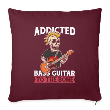 Bassiste, Guitare basse, Basser Skeleton - Housse de coussin décorative 45 x 45 cm - bordeaux - Devant
