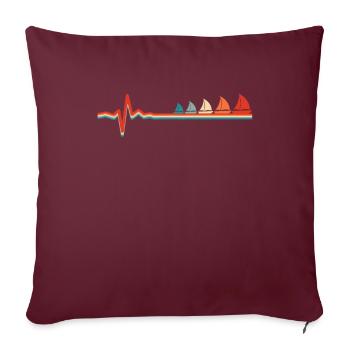 Voilier Voilier Ekg Heartbeat - Housse de coussin décorative 45 x 45 cm - bordeaux - Devant