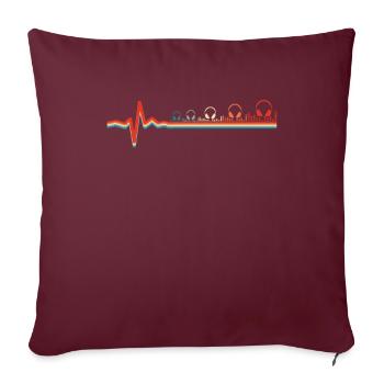 Techno Raver, Ekg, Battement de cœur - Housse de coussin décorative 45 x 45 cm - bordeaux - Devant