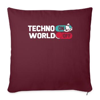 Techno Raver Techno On World Off - Sofakissenbezug 45 x 45 cm - Burgunderrot - Vorne