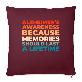 Alzheimer Soutien à la maladie d’Alzheimer - Housse de coussin décorative 45 x 45 cm - bordeaux - Devant