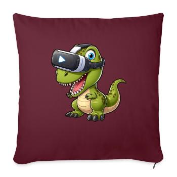 Lustiger T-Rex Dinosaurier in Virtual Reality - Sofakissenbezug 45 x 45 cm - Burgunderrot - Vorne