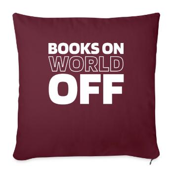 Buch Leseratte Bücherwurm Books On World Off - Sofakissenbezug 45 x 45 cm - Burgunderrot - Vorne