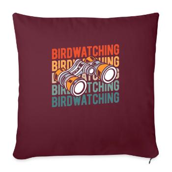 Vogelbeobachter - Sofakissenbezug 45 x 45 cm - Burgunderrot - Vorne