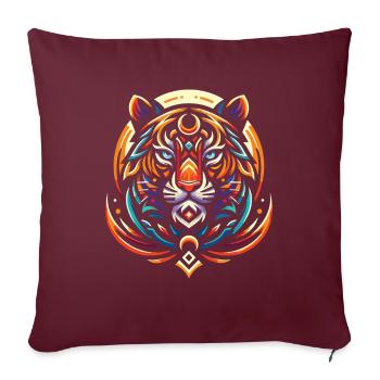 Phases de lune du tigre - Housse de coussin décorative 45 x 45 cm - bordeaux - Devant