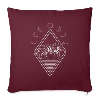 Phases de lune du tigre - Housse de coussin décorative 45 x 45 cm - bordeaux - Devant