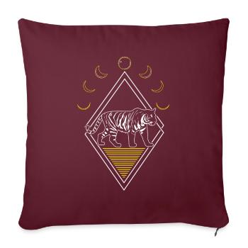 Tigre abstrait phases de lune - Housse de coussin décorative 45 x 45 cm - bordeaux - Devant
