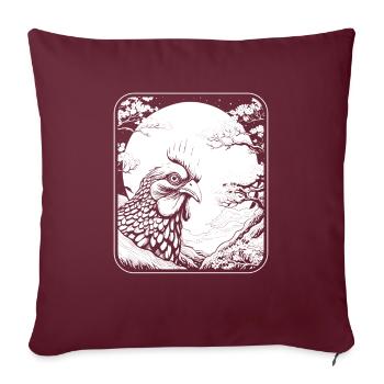 Huhn Henne Japan Cherry Blossom Moon - Sofakissenbezug 45 x 45 cm - Burgunderrot - Vorne