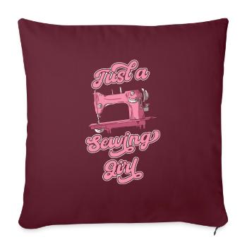 Machine à coudre juste une fille de couture - Housse de coussin décorative 45 x 45 cm - bordeaux - Devant