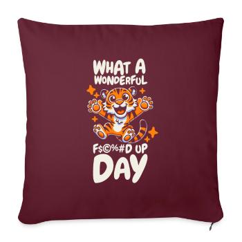 Tiger Fucked Up Day - Housse de coussin décorative 45 x 45 cm - bordeaux - Devant