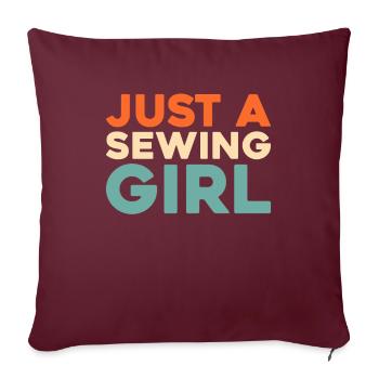 Machine à coudre juste une fille de couture - Housse de coussin décorative 45 x 45 cm - bordeaux - Devant