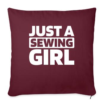 Machine à coudre juste une fille de couture - Housse de coussin décorative 45 x 45 cm - bordeaux - Devant