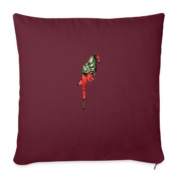 Fleurs Oiseau Animal Exotique Cadeau Aras Perroquet - Housse de coussin décorative 45 x 45 cm - bordeaux - Devant