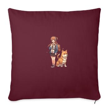 japanisch Hund Shiba Inu Mädchen beste Freunde - Sofakissenbezug 45 x 45 cm - Burgunderrot - Vorne