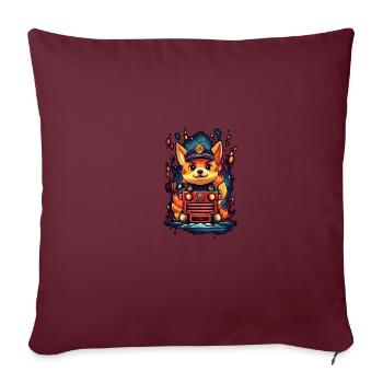 Mission du service d'incendie japonais Shiba Inu - Housse de coussin décorative 45 x 45 cm - bordeaux - Devant