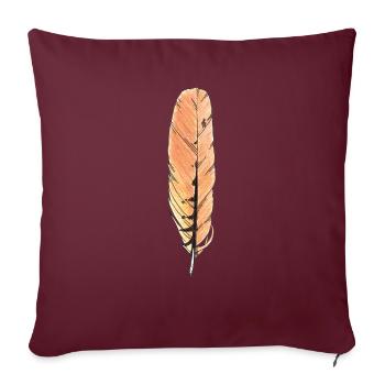 Big Feather Orange Dessiné à la main (Cerf-volant rouge) - Housse de coussin décorative 45 x 45 cm - bordeaux - Devant