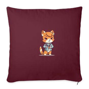 Chien japonais Shiba Inu médecin infirmier - Housse de coussin décorative 45 x 45 cm - bordeaux - Devant
