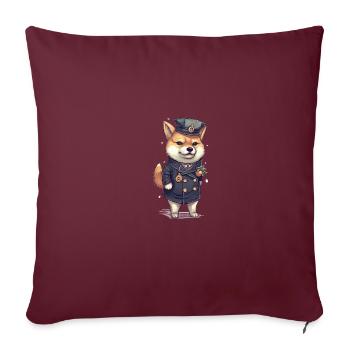 Japanese dog Shiba Inu as a policeman in uniform - Sofa pillowcase 17,3'' x 17,3'' (45 x 45 cm) - burgundy - Front