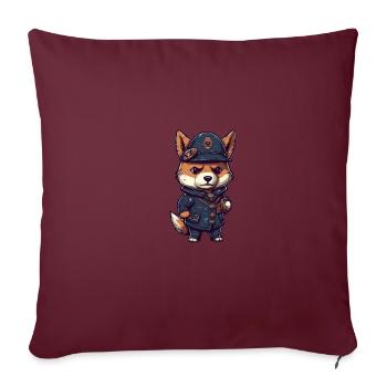 Chien japonais Shiba Inu, policier de profession - Housse de coussin décorative 45 x 45 cm - bordeaux - Devant