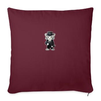 Tigre blanc mignon portant un costume noir et un chapeau - Housse de coussin décorative 45 x 45 cm - bordeaux - Devant