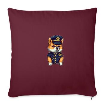 Japanese dog Shiba Inu as a policeman in uniform - Sofa pillowcase 17,3'' x 17,3'' (45 x 45 cm) - burgundy - Front
