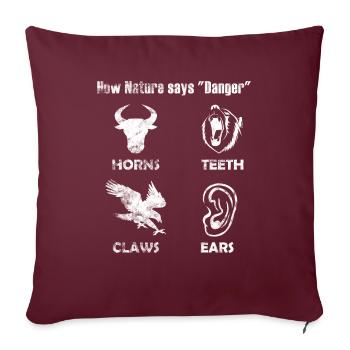 MMA Shirt Comment la nature dit DANGER Ear Geschnkidee - Housse de coussin décorative 45 x 45 cm - bordeaux - Devant