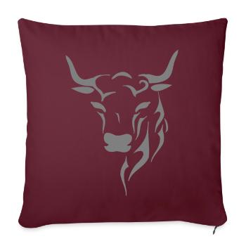Tête de taureau - Housse de coussin décorative 45 x 45 cm - bordeaux - Devant