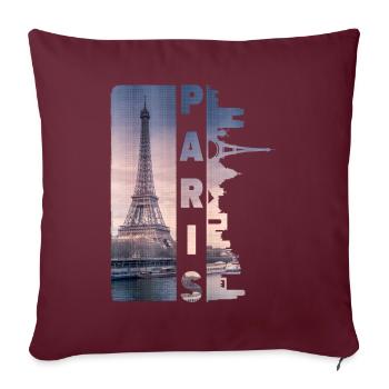 Paris Frankreich Stadt Skyline Heimat Liebe - Sofakissenbezug 45 x 45 cm - Burgunderrot - Vorne