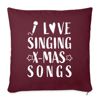 J’adore chanter Chansons de Noël - Noël Weihnachten - Housse de coussin décorative 45 x 45 cm - bordeaux - Devant