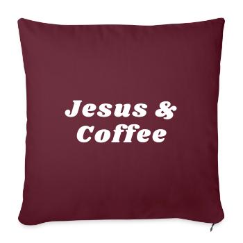 Jésus et la caféine du café - Housse de coussin décorative 45 x 45 cm - bordeaux - Devant