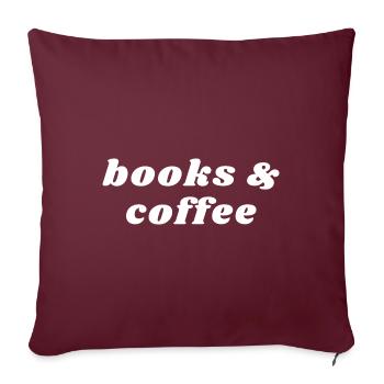 Livres et caféine - Housse de coussin décorative 45 x 45 cm - bordeaux - Devant