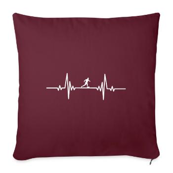 Coup de pied de ballon de football Heartbeat - Housse de coussin décorative 45 x 45 cm - bordeaux - Devant