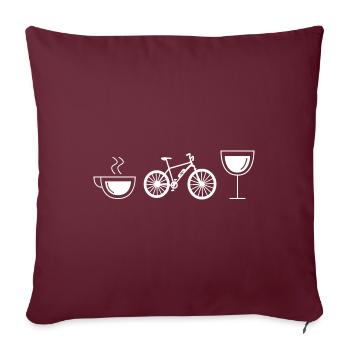Vin de café et vélo électrique - (e) - Housse de coussin décorative 45 x 45 cm - bordeaux - Devant