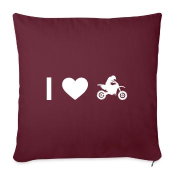 Je coeur et gars moto - - Housse de coussin décorative 45 x 45 cm - bordeaux - Devant