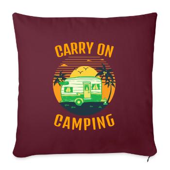 Continuez à camper avec le coucher du soleil - Housse de coussin décorative 45 x 45 cm - bordeaux - Devant
