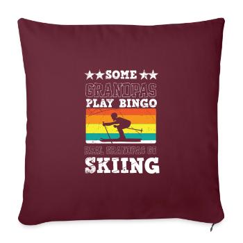 Old Man Ski Sking Snowboard Sports d’hiver Retraité - Housse de coussin décorative 45 x 45 cm - bordeaux - Devant