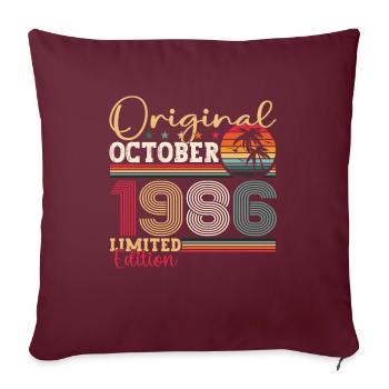 Original Octobre 1986 36th Birthday Gift Cool - Housse de coussin décorative 45 x 45 cm - bordeaux - Devant
