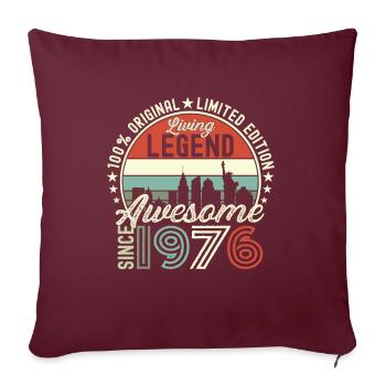 Né en 1976 46ème anniversaire Cadeau New York - Housse de coussin décorative 45 x 45 cm - bordeaux - Devant