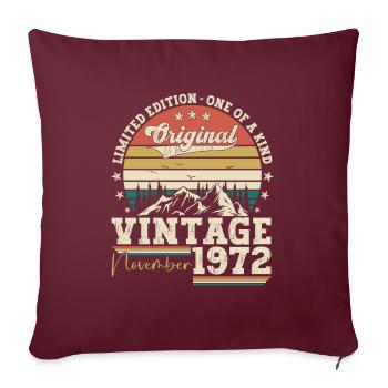 Original novembre 1972 Cadeau du 50e anniversaire - Housse de coussin décorative 45 x 45 cm - bordeaux - Devant