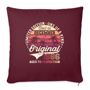 Original Décembre 1986 Cadeau du 36e anniversaire - Housse de coussin décorative 45 x 45 cm - bordeaux - Devant