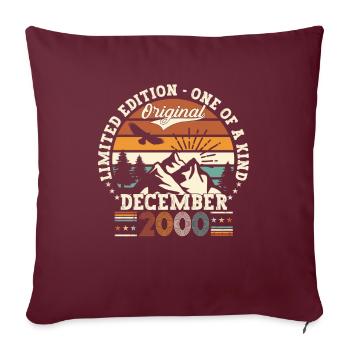 Décembre Année 2000 Cadeau du 22e anniversaire - Housse de coussin décorative 45 x 45 cm - bordeaux - Devant