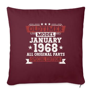 Né en 1968 Janvier 55e anniversaire Homme cadeau - Housse de coussin décorative 45 x 45 cm - bordeaux - Devant
