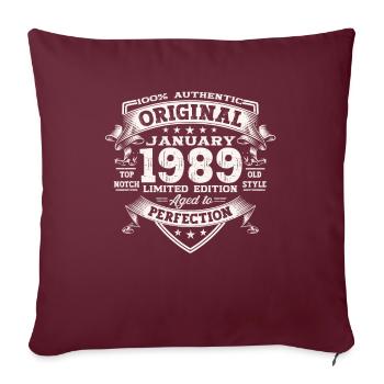 Né 1989 Janvier 34th anniversaire Homme cadeau - Housse de coussin décorative 45 x 45 cm - bordeaux - Devant