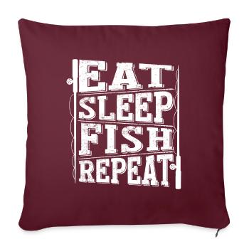 Manger du sommeil Poisson Répéter 2 - - Housse de coussin décorative 45 x 45 cm - bordeaux - Devant