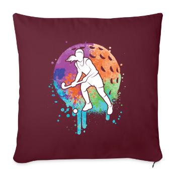 Joueur de hockey, joueur de hockey sur gazon, fille de hockey - Housse de coussin décorative 45 x 45 cm - bordeaux - Devant