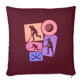Hockey sur gazon Joueuse de hockey Filles Hockey Enfants - Housse de coussin décorative 45 x 45 cm - bordeaux - Devant