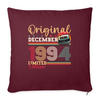Cassette 29e anniversaire décembre Vintage 1994 - Housse de coussin décorative 45 x 45 cm - bordeaux - Devant